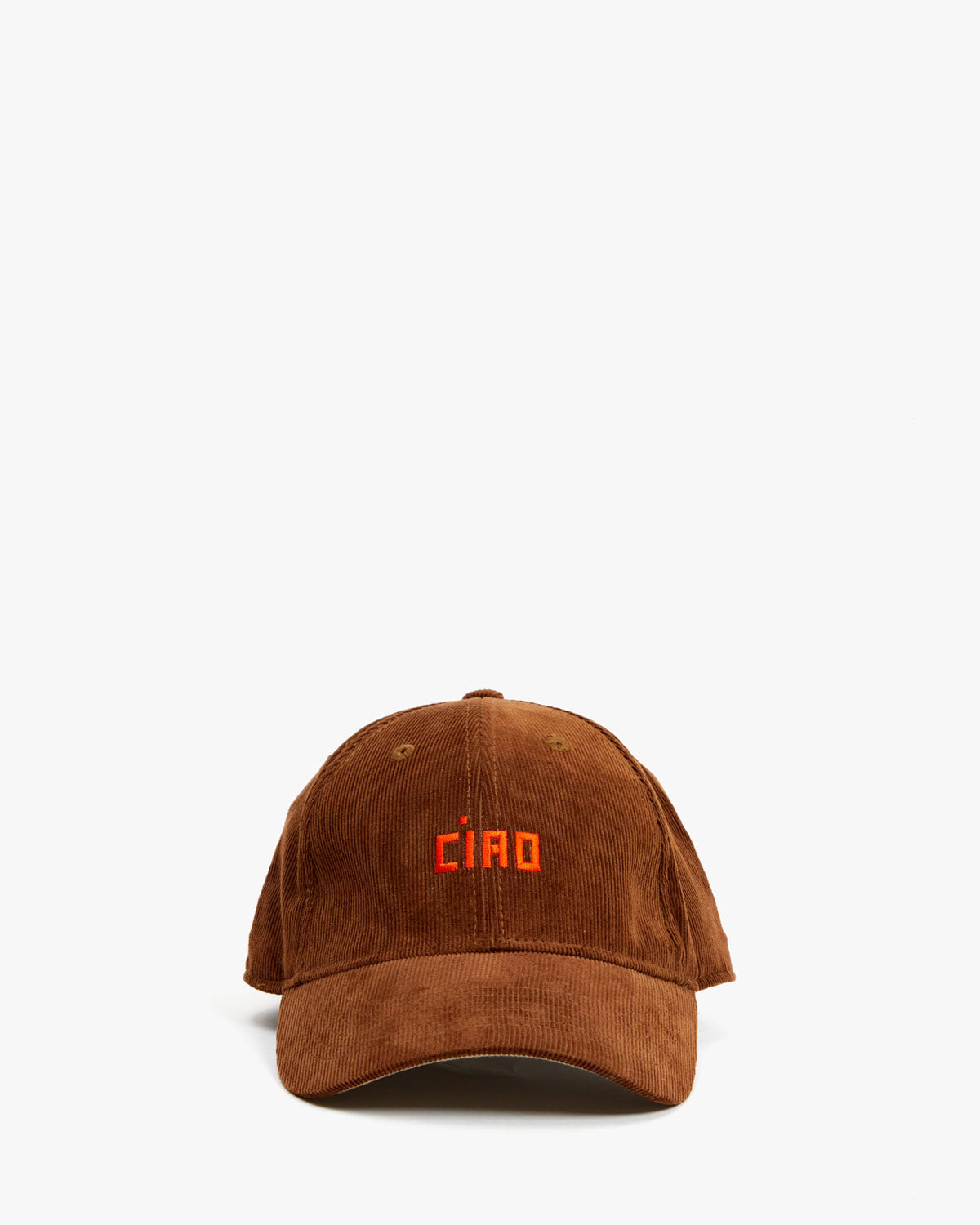 front image of the Brown Corduroy Ciao Baseball Hat