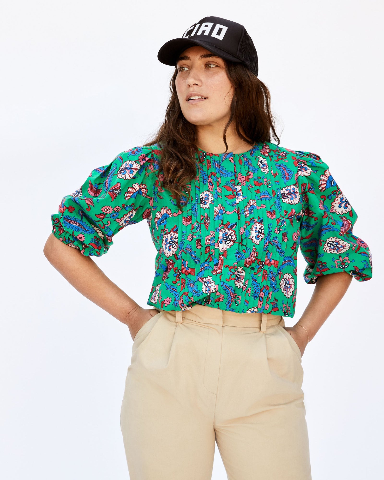 Green Francoise Blouse on Abbi