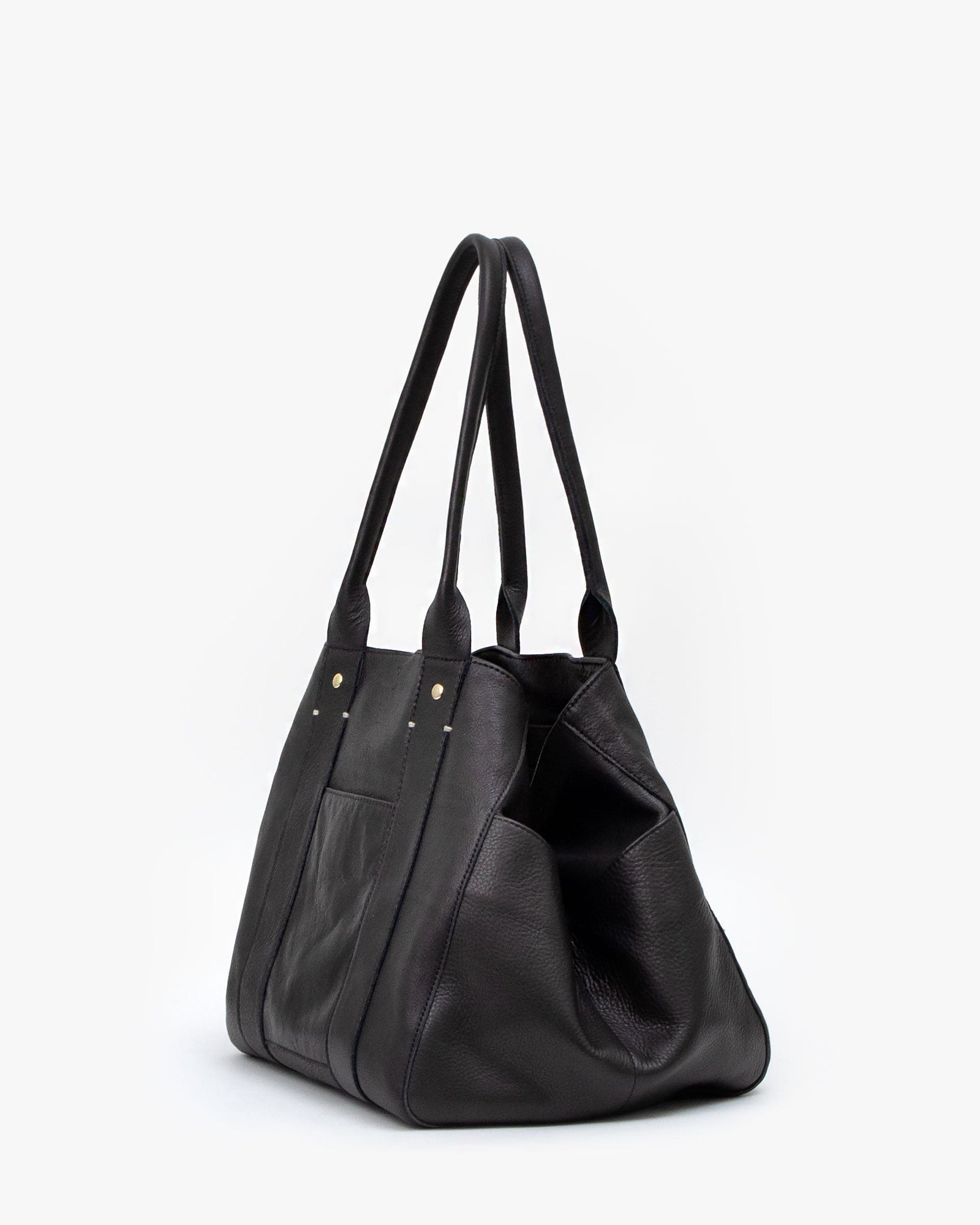 Black Le Box Tote - Back Flat with the Sides Tucked in
