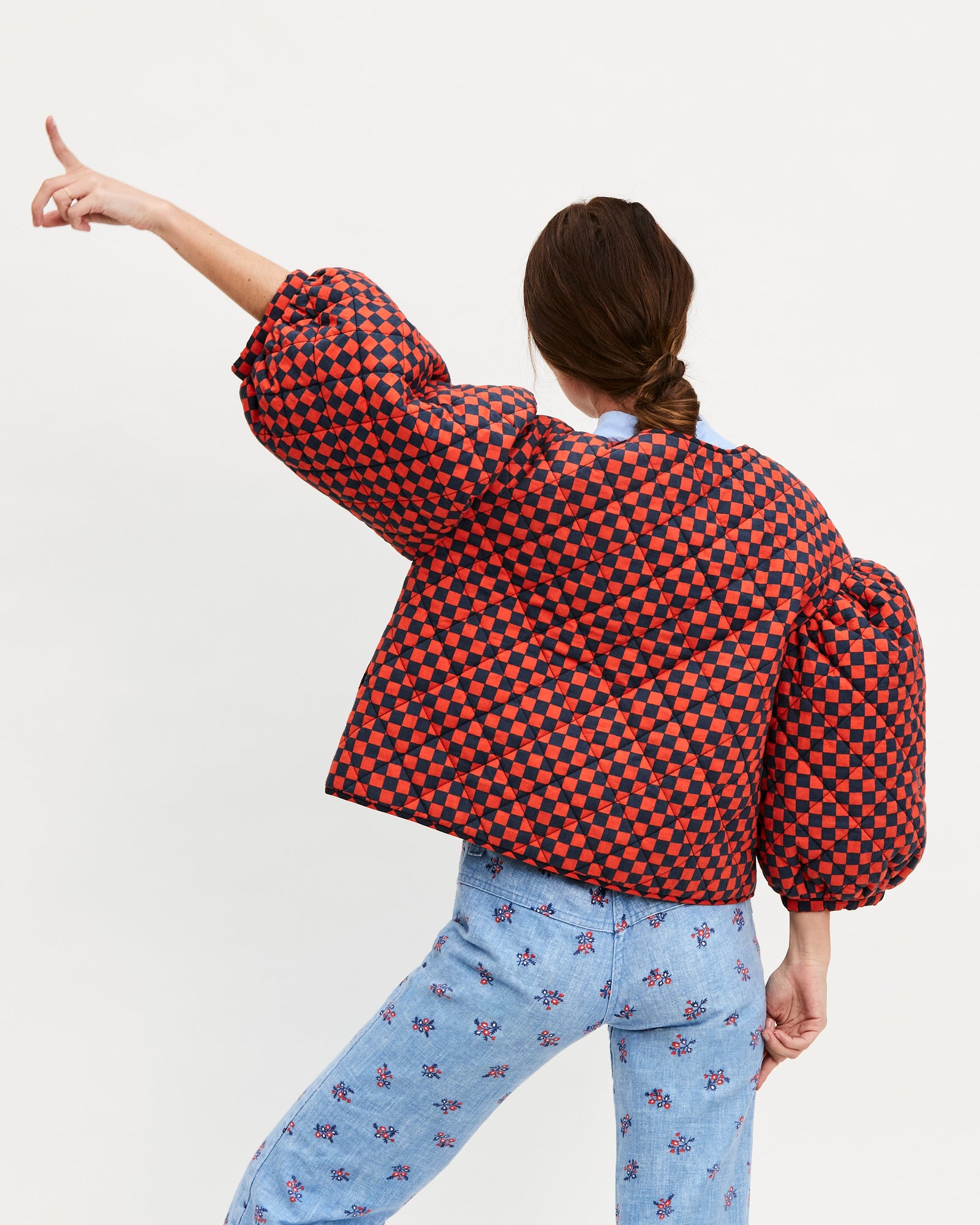 Navy & Red Checker Le Petit Puff on Frannie