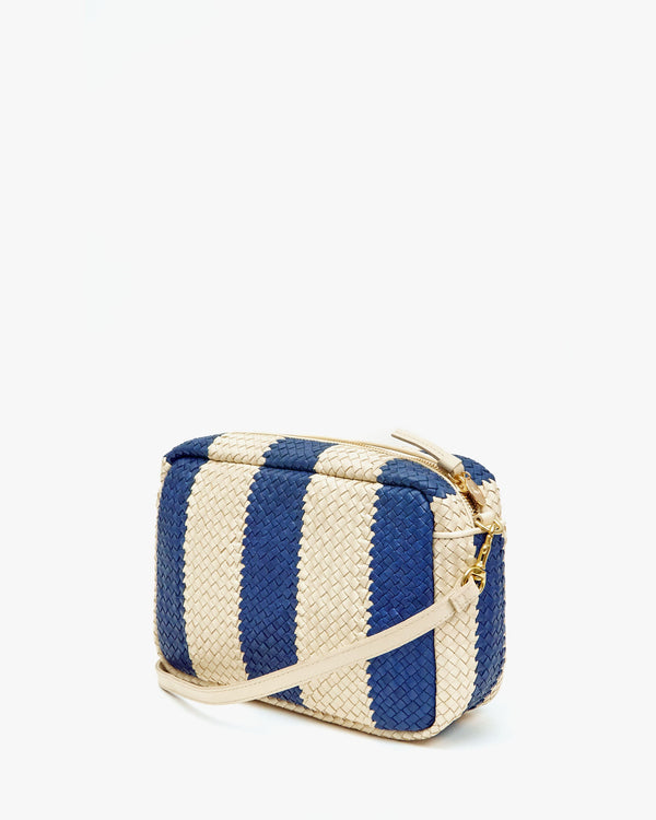 Clare V. Petit Moyen Messenger - Woven Checker Natural