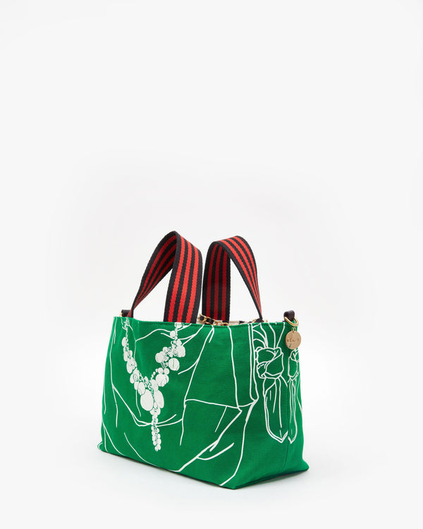 Clare V: Bateau Tote: Black w/Pacific, Cherry Red & Parrot Green