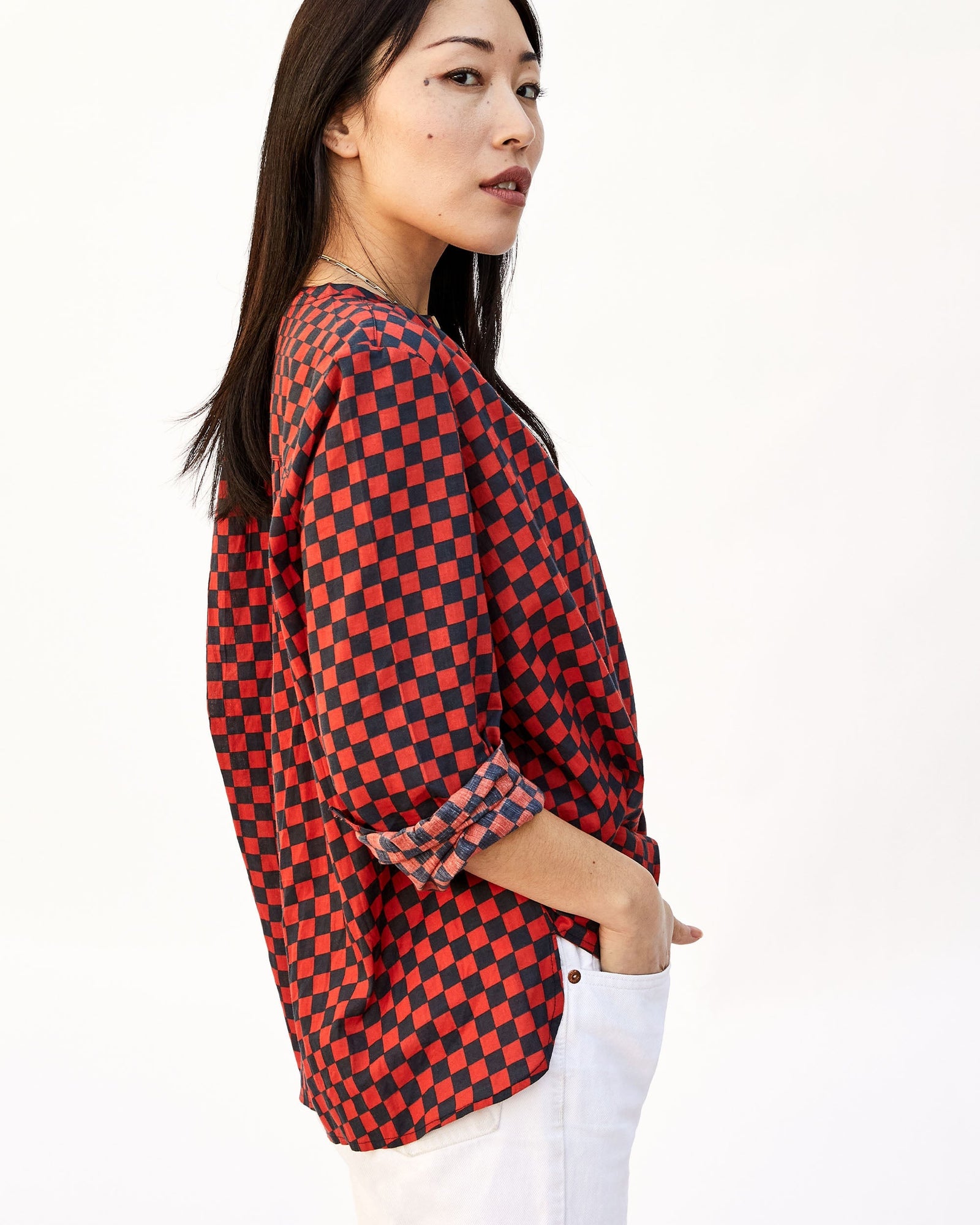 Navy & Red Checker St. Martin Top on Ami