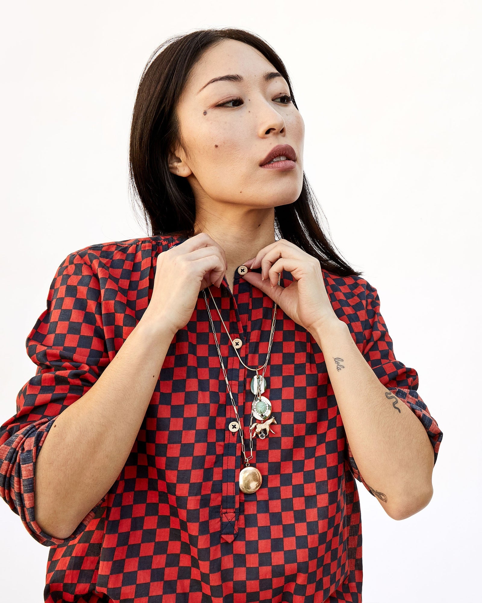 Navy & Red Checker St. Martin Top on Ami