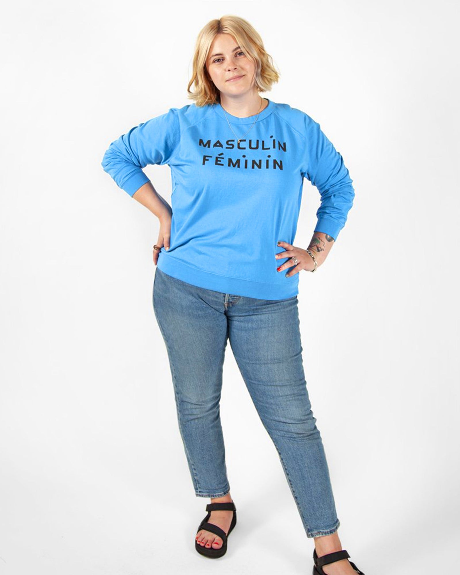 Blue Masculin Feminin Sweatshirt on Brooke