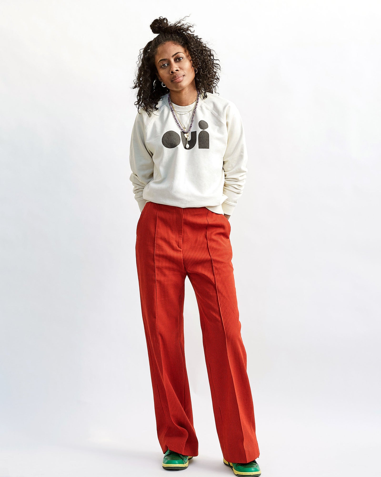 Cream with Black Cut-Out Oui Sweatshirt on Mecca