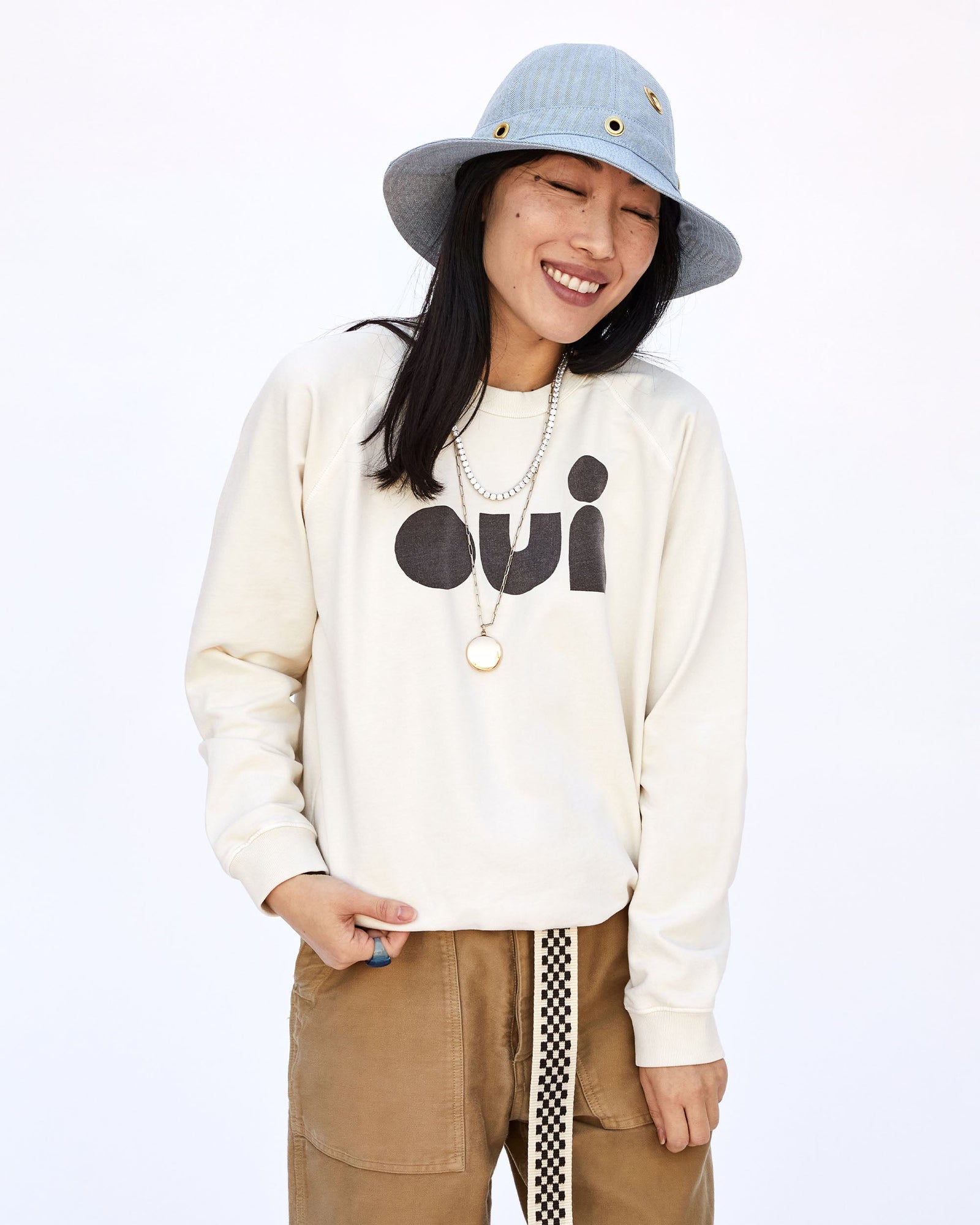Cream with Black Cut-Out Oui Sweatshirt on Ami