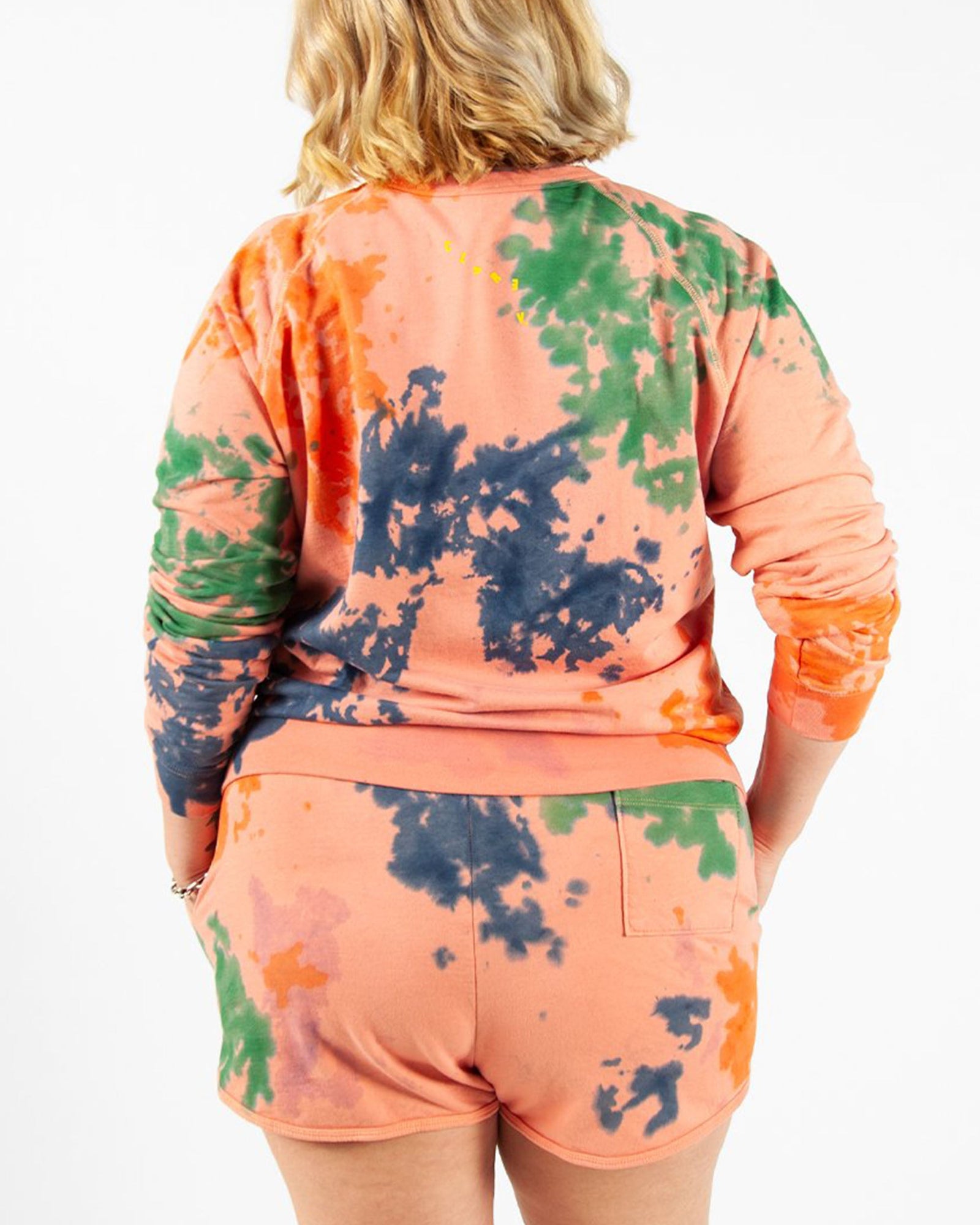 Salmon with Splash Tie Dye Sweatshorts